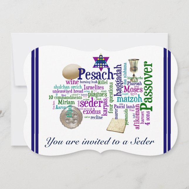 Invitation Mot et symbole Pesach Carte/Invitation (Devant)