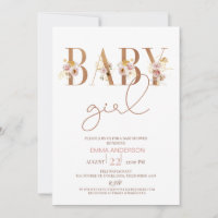 Mot floral minimaliste Baby shower bébé fille