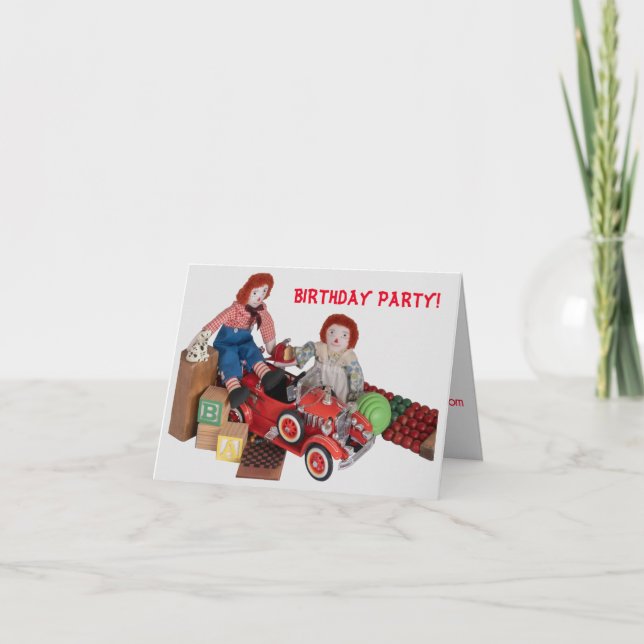 Invitation Moteur de pompier enfant Ann Andy Raggedy Annivers (Devant)