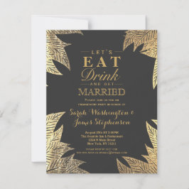 Invitation Motif à feuilles dessinées Faux or tendance