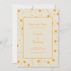 Invitation Motif à fleurs les années 70 beige orange rétro Y2