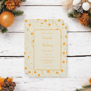 Invitation Motif à fleurs les années 70 beige orange rétro Y2