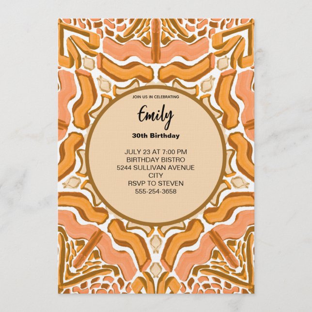 Invitation Motif abstrait moderne en terre cuite Pinceau expr (Devant)