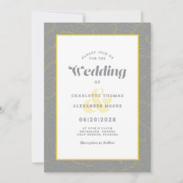 Invitation Motif Abstrait moderne gris et jaune