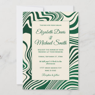 Invitation Motif Abstrait Retro Green