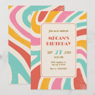 Invitation Motif abstrait sans couture de couleur rétro pour 