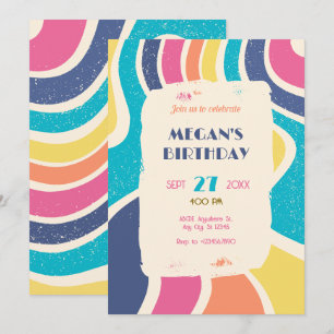 Invitation Motif abstrait sans couture de couleur rétro pour 