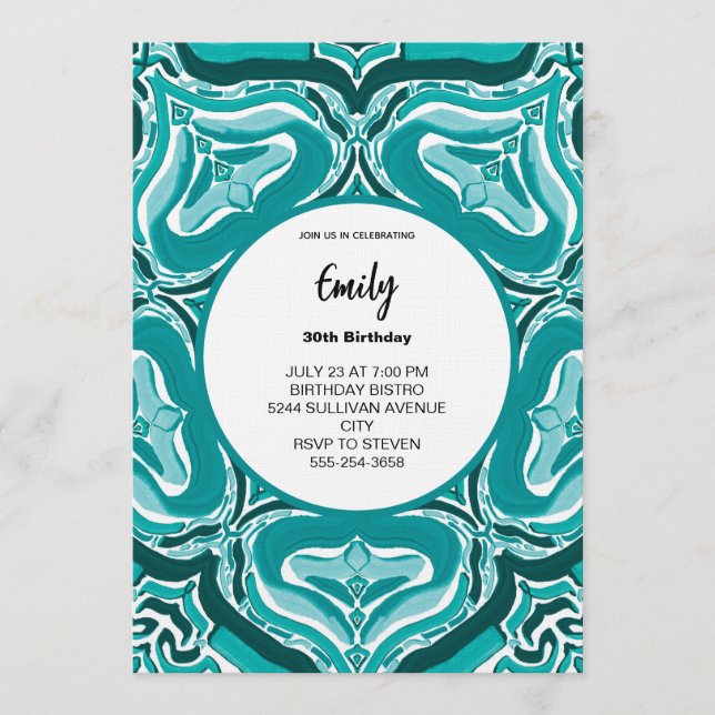 Invitation Motif Abstrait Sarcelle Moderne (Devant)
