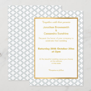 INVITATION MOTIF BLANC AQUA OR SIMPLE ET ÉLÉGANT