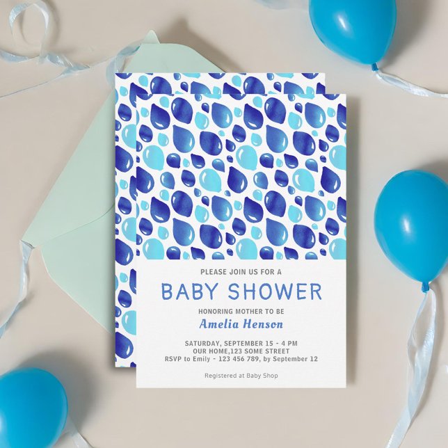 Invitation Motif Bleu  bébé Baby shower garçon (Créateur téléchargé)