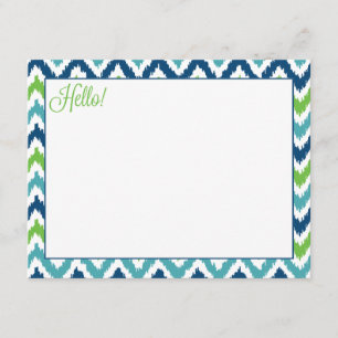 Invitation Motif Blue Aqua Green Zigzag Ikat
