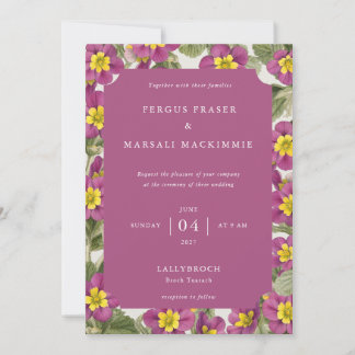 Invitation motif botanique Primevère écossaise