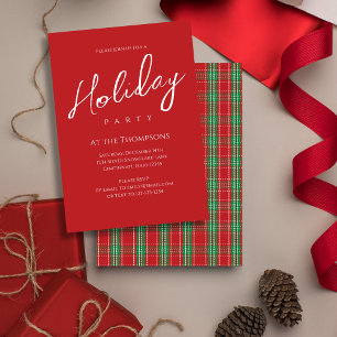 Invitation Motif carreau rouge vert Noël Holiday Classique