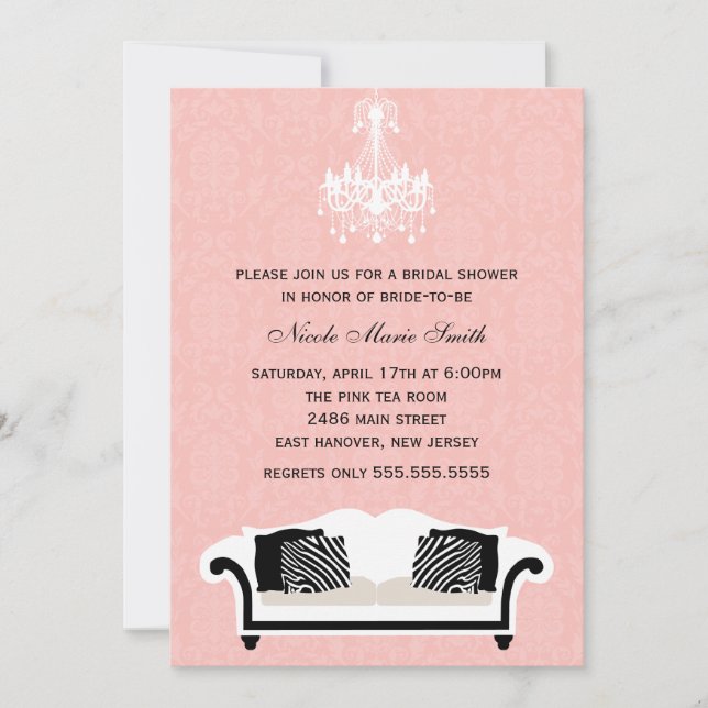 Invitation Motif Chic rose Damas (Devant)