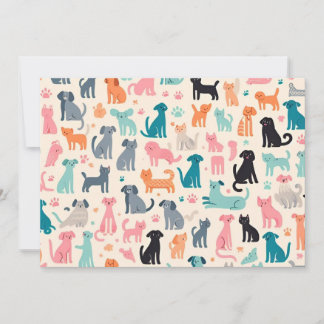 Invitation Motif chien et chat sans couture