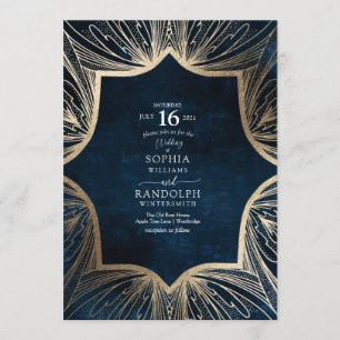 Invitation Motif complexe bleu et or