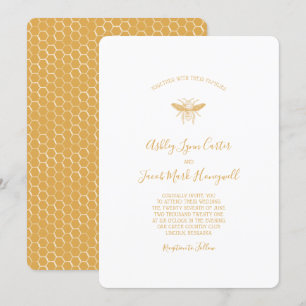 Invitation Motif d'abeilles et d'abeilles dorées