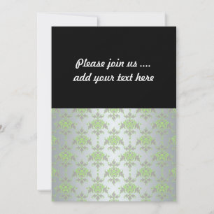 Invitation Motif damassé vert pâle et blanc argenté