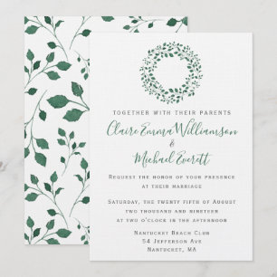 Invitation Motif d'aquarelle vert rustique   MARIAGE