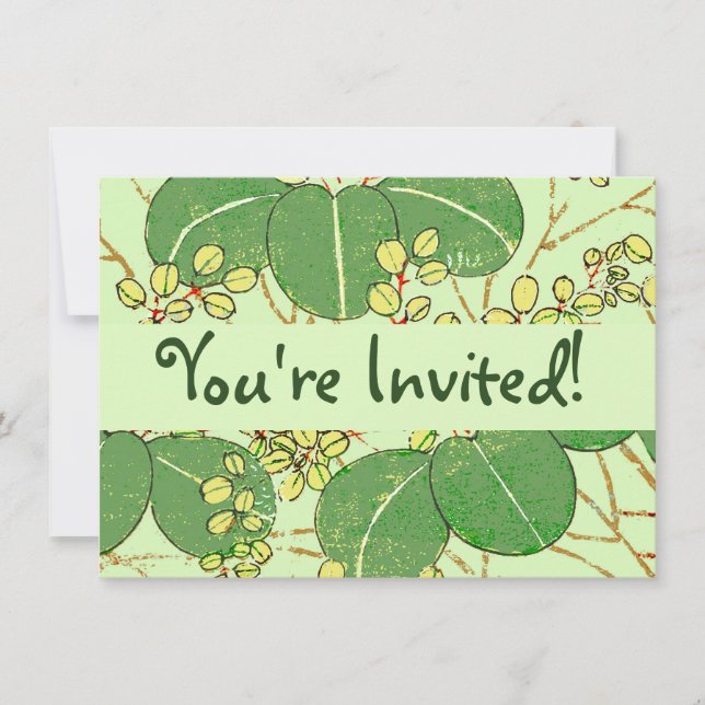 Invitation Motif d'art botanique floral de la feuille japonai (Devant)