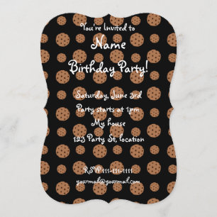 Invitation motif de biscuits à puce de chocolat noir