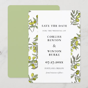 Invitation Motif de branche d'olivier Enregistrer la date Inv