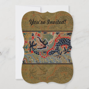 Invitation Motif de broderie en soie de dragon chinois antiqu