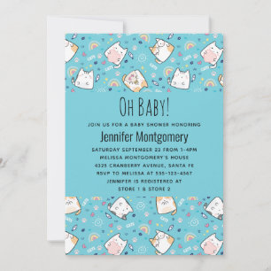 Invitation Motif de chaton mignon Baby Shower fantaisiste