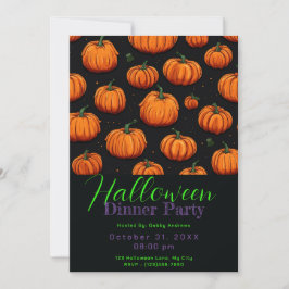 Invitation Motif de citrouille noir pour soirée de Halloween