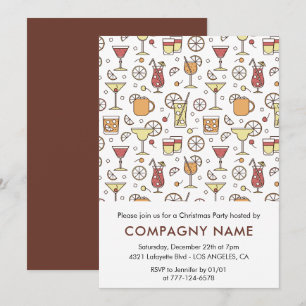 Invitation Motif de cocktail pour la fête de Noël de l'entrep
