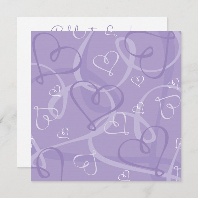 Invitation Motif de coeur pourpre (Devant / Derrière)
