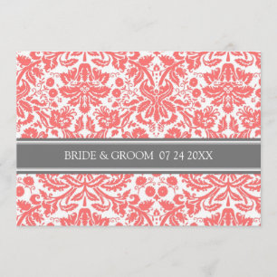 Invitation Motif de corail gris de damassé d'invitations de