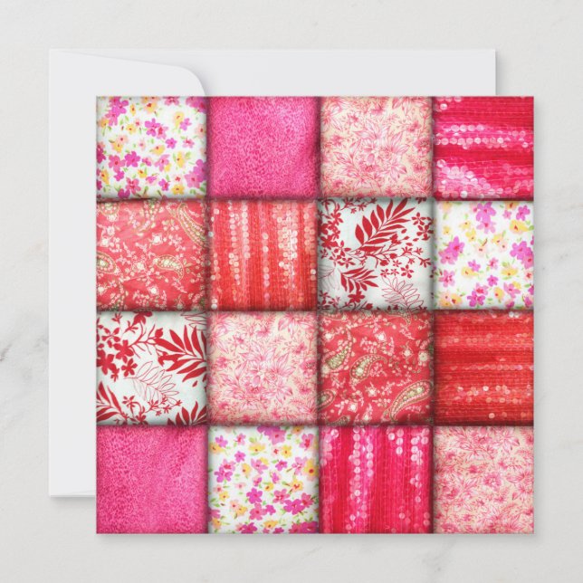 Invitation Motif de courtepointe rouge et rose (Devant)