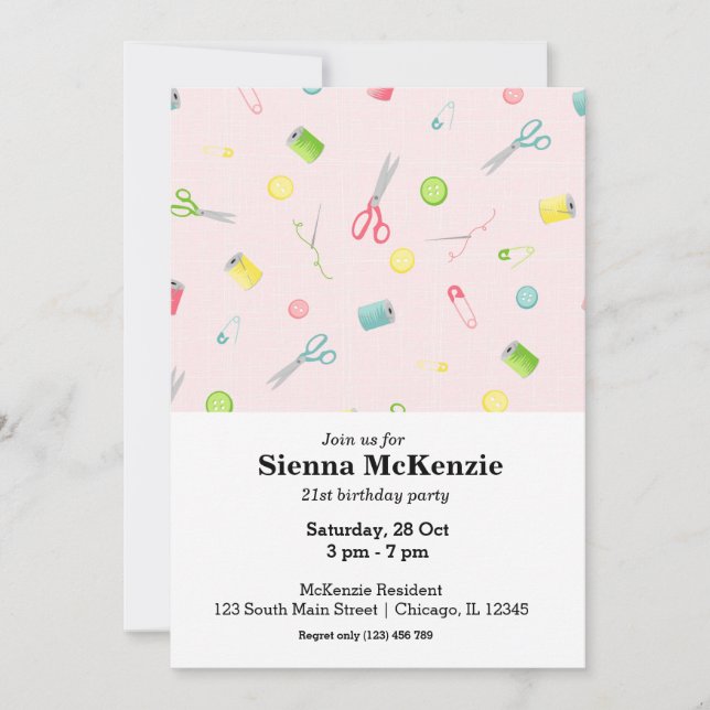 Invitation Motif de couture (Devant)