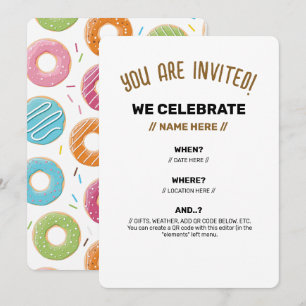 Invitation Motif de Donuts Colorés Rétro pour une Fête Amusan