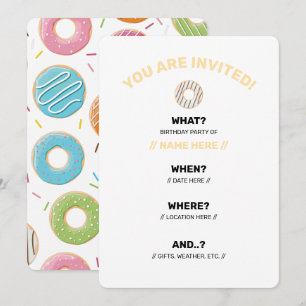 Invitation Motif de Donuts Colorés Rétro pour une Fête Amusan