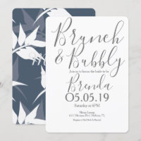 Motif de feuille botanique bleu marine Mariage déj