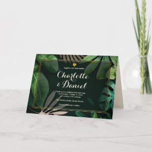 Invitation Motif de feuilles thématiques Plié Mariage