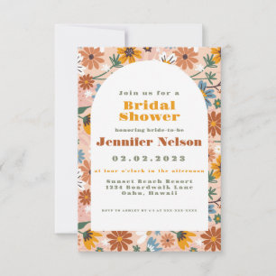 Invitation Motif de fleurs Boho les années 70 nuptiale douche