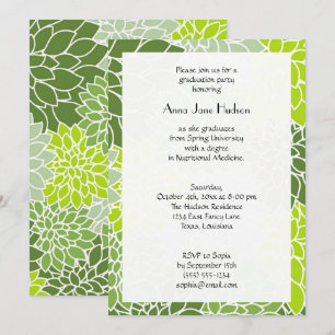 Invitation Motif De Fleurs, Dahlia Verte, Diplôme
