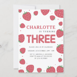 Invitation Motif de fraises rouges 3e anniversaire d'été