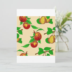Invitation Motif de fruits de pêche et de poire Botanique rus