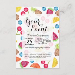 Invitation Motif de fruits peints à la main d'aquarelle juteu