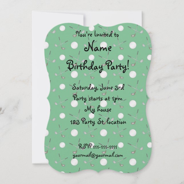Invitation motif de golf vert (Devant)