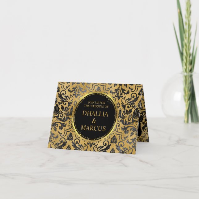 Invitation Motif de goth noir et or (Devant)