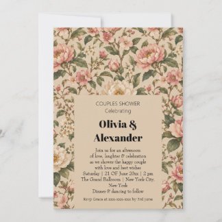Invitation Motif de jardin de pivoine et de rose romantique v