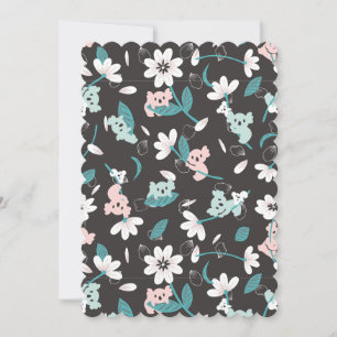 Invitation Motif de koala coloré, animal mignon et floral