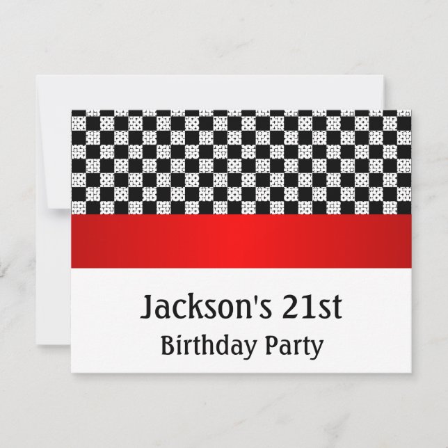 Invitation Motif de la fête d'anniversaire Red & White Check (Devant)