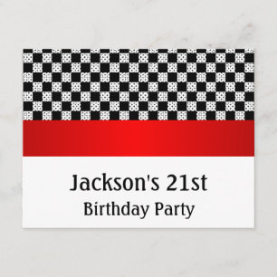 Invitation Motif de la fête d'anniversaire Red & White Check