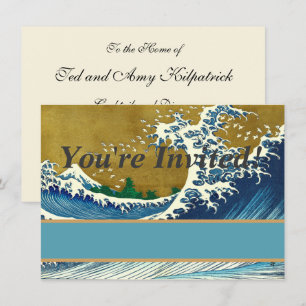 Invitation Motif de la Grande Vague de Hokusai : Art Ukiyo-e